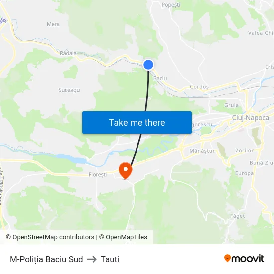 M-Poliția Baciu Sud to Tauti map
