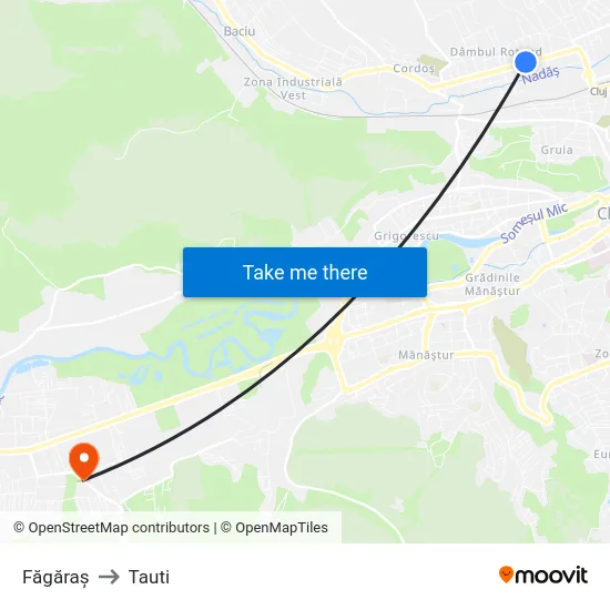 Făgăraș to Tauti map