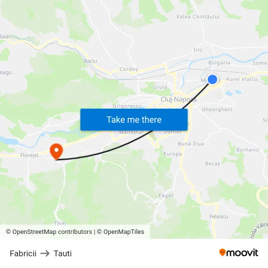 Fabricii to Tauti map