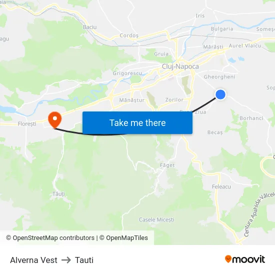 Alverna Vest to Tauti map
