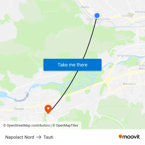 Napolact Nord to Tauti map