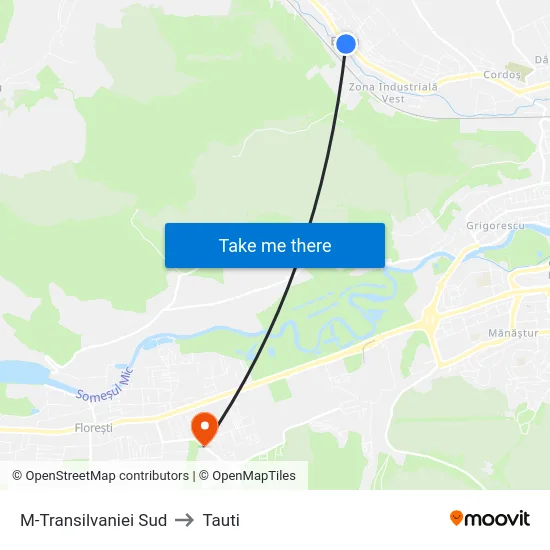 M-Transilvaniei Sud to Tauti map