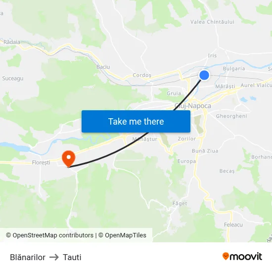 Blănarilor to Tauti map