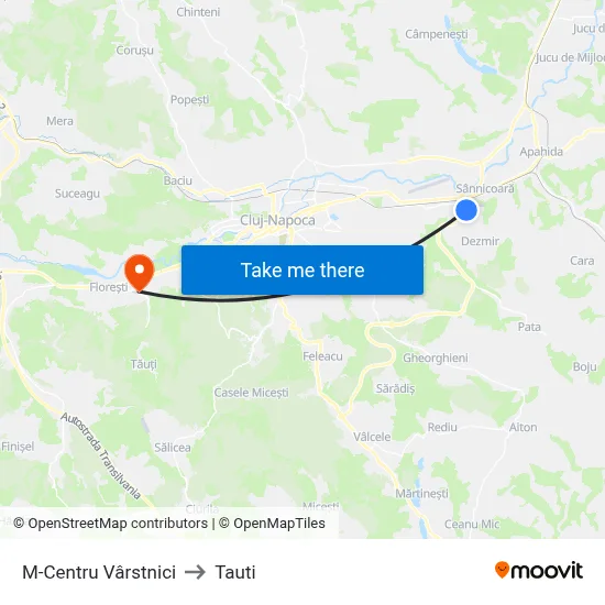 M-Centru Vârstnici to Tauti map