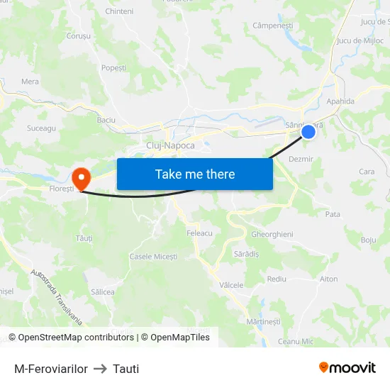M-Feroviarilor to Tauti map