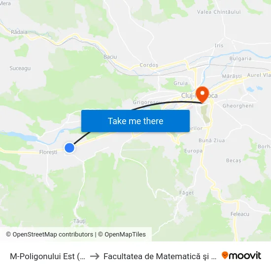 M-Poligonului Est (Florești) to Facultatea de Matematică şi Informatică map