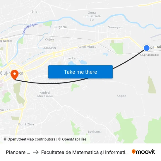 Planoarelor to Facultatea de Matematică şi Informatică map
