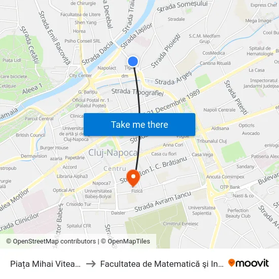 Piața Mihai Viteazul Est to Facultatea de Matematică şi Informatică map