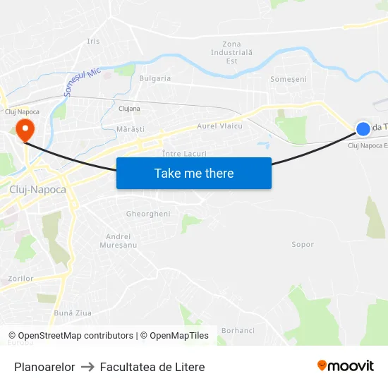 Planoarelor to Facultatea de Litere map