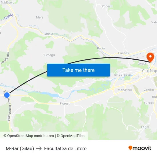 M-Rar (Gilău) to Facultatea de Litere map