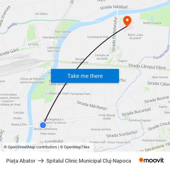 Piața Abator to Spitalul Clinic Municipal Cluj-Napoca map