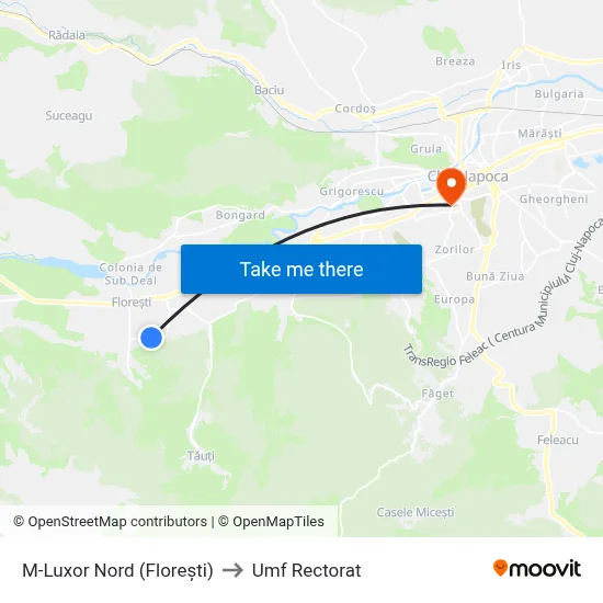 M-Luxor Nord (Florești) to Umf Rectorat map