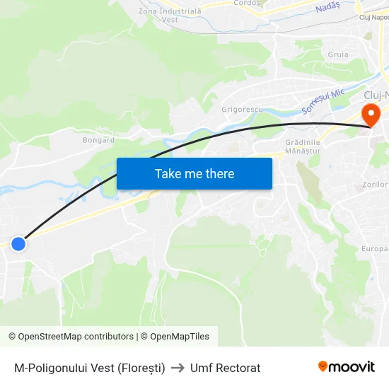M-Poligonului Vest (Florești) to Umf Rectorat map
