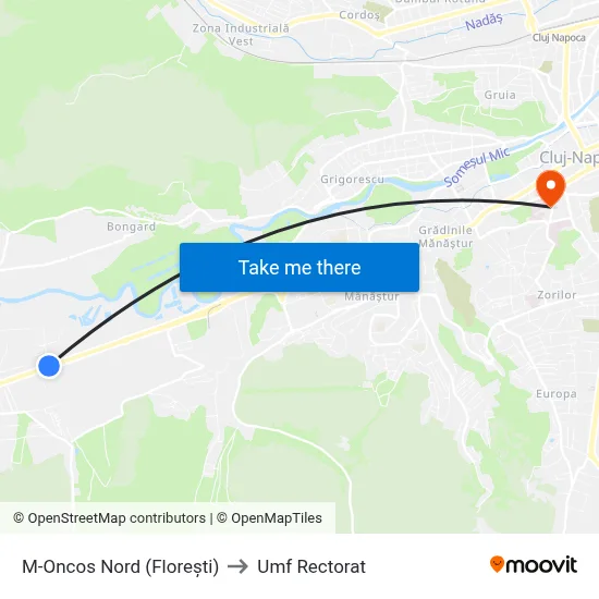 M-Oncos Nord (Florești) to Umf Rectorat map