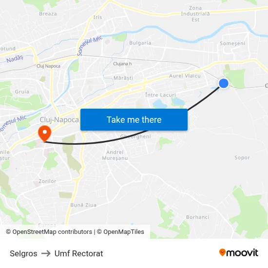Selgros to Umf Rectorat map