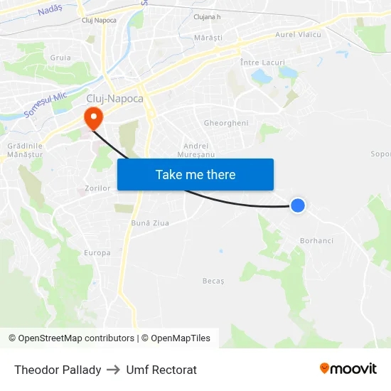 Theodor Pallady to Umf Rectorat map