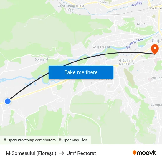M-Someșului (Florești) to Umf Rectorat map