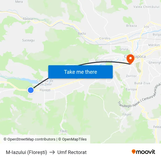 M-Iazului (Florești) to Umf Rectorat map