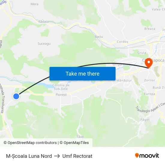 M-Școala Luna Nord to Umf Rectorat map