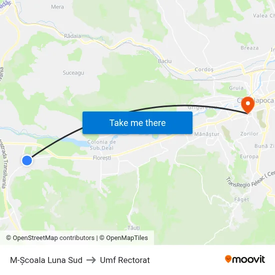 M-Școala Luna Sud to Umf Rectorat map