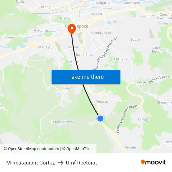 M-Restaurant Cortez to Umf Rectorat map