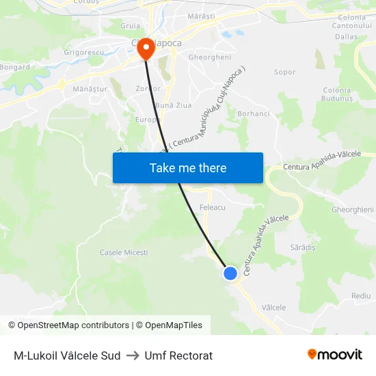M-Lukoil Vâlcele Sud to Umf Rectorat map
