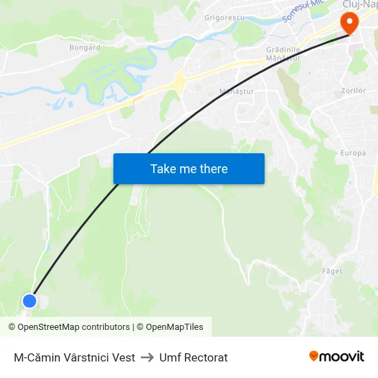 M-Cămin Vârstnici Vest to Umf Rectorat map
