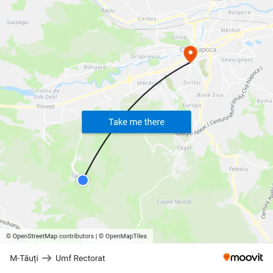 M-Tăuți to Umf Rectorat map
