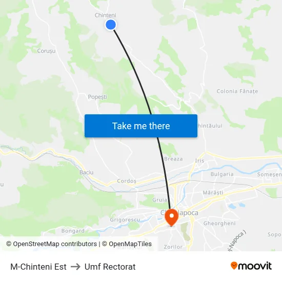 M-Chinteni Est to Umf Rectorat map