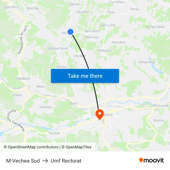 M-Vechea Sud to Umf Rectorat map