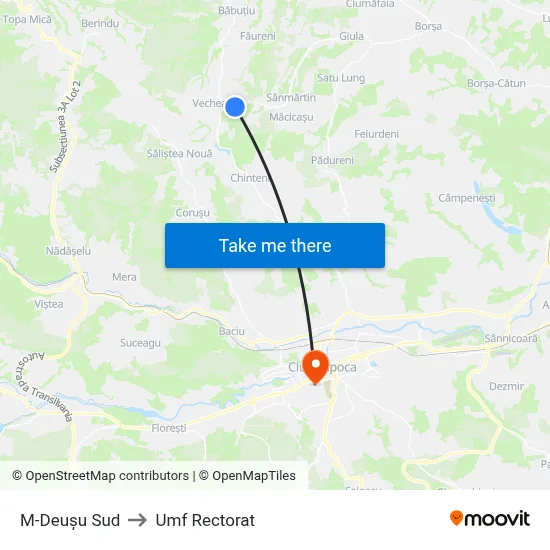 M-Deușu Sud to Umf Rectorat map
