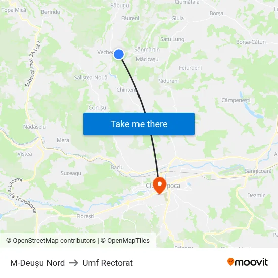 M-Deușu Nord to Umf Rectorat map