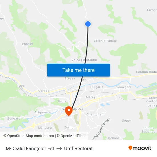 M-Dealul Fânețelor Est to Umf Rectorat map