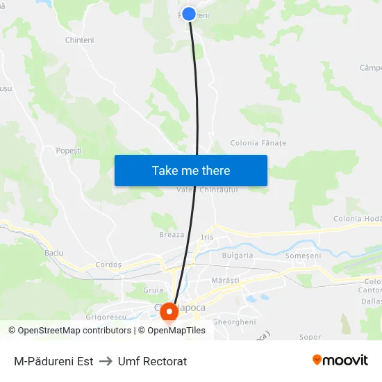 M-Pădureni Est to Umf Rectorat map