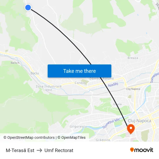 M-Terasă Est to Umf Rectorat map