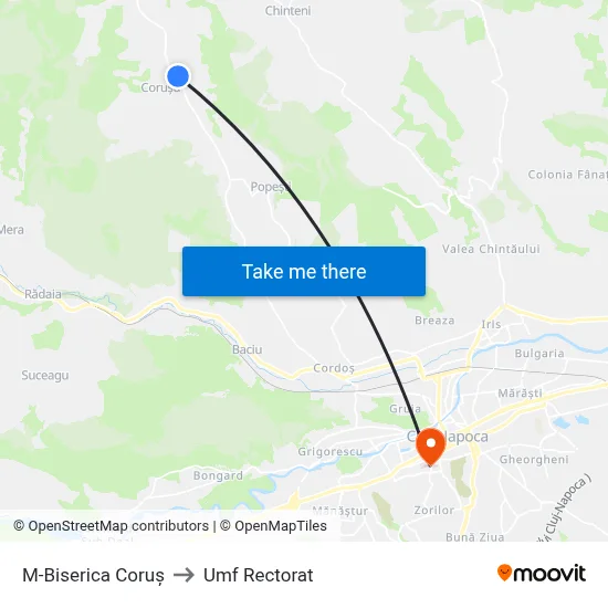 M-Biserica Coruș to Umf Rectorat map