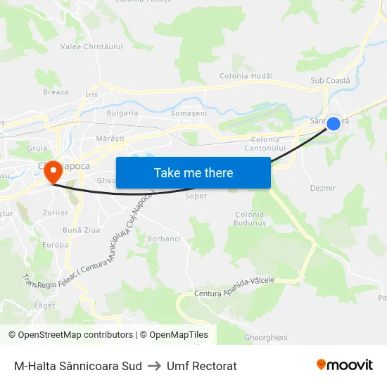 M-Halta Sânnicoara Sud to Umf Rectorat map