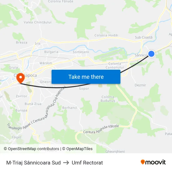 M-Triaj Sânnicoara Sud to Umf Rectorat map