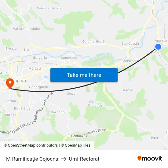 M-Ramificație Cojocna to Umf Rectorat map