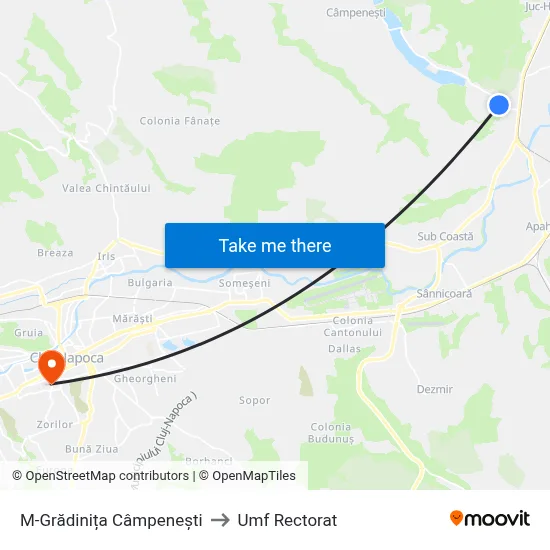 M-Grădinița Câmpenești to Umf Rectorat map