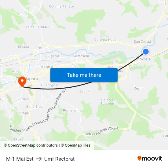 M-1 Mai Est to Umf Rectorat map