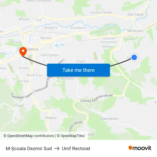 M-Școala Dezmir Sud to Umf Rectorat map
