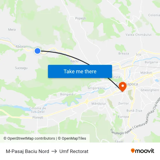 M-Pasaj Baciu Nord to Umf Rectorat map