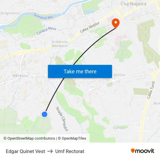 Edgar Quinet Vest to Umf Rectorat map