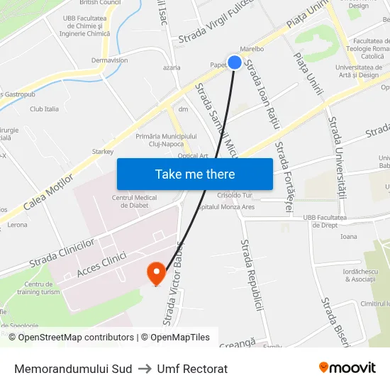 Memorandumului Sud to Umf Rectorat map