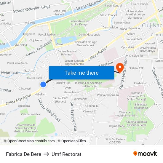 Fabrica De Bere to Umf Rectorat map
