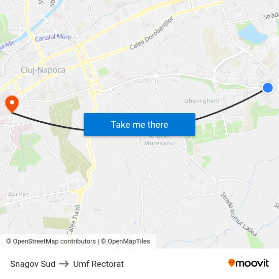 Snagov Sud to Umf Rectorat map