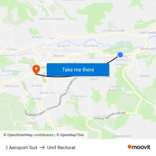 ✈ Aeroport Sud to Umf Rectorat map