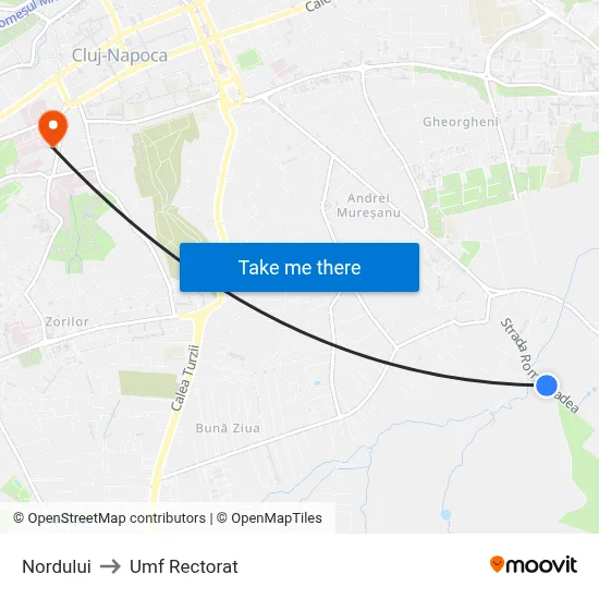 Nordului to Umf Rectorat map