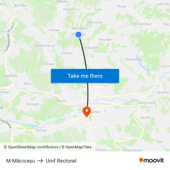 M-Măcicaşu to Umf Rectorat map